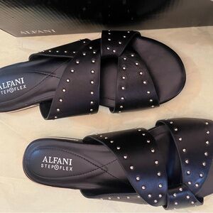 Alfani Black Slide Sandals with Studded Straps